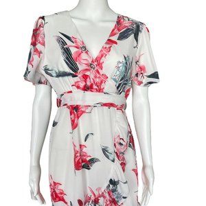 Boutique floral dress with ruffles, size Medium